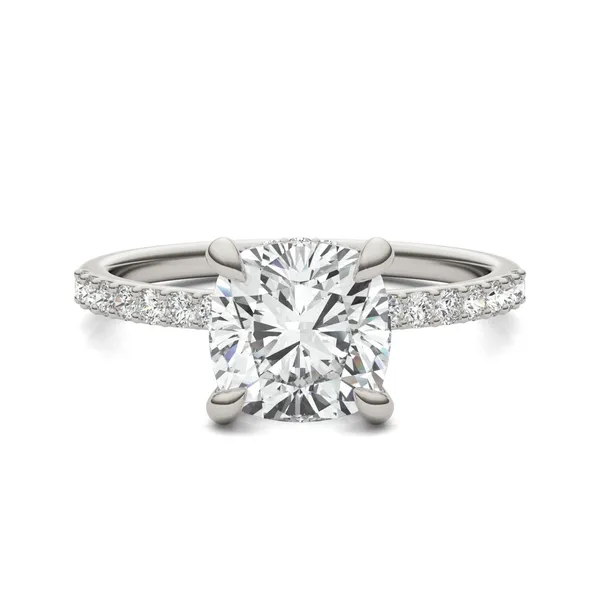 Cushion Custom Hidden Halo 1/2 Eternity Engagement Ring